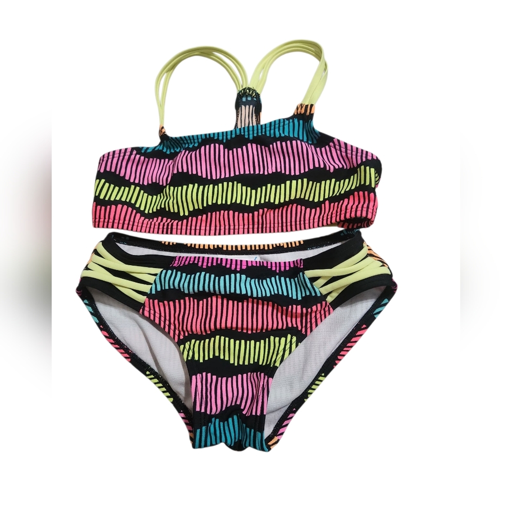 Colorful Striped Kids Swim Bikini Set